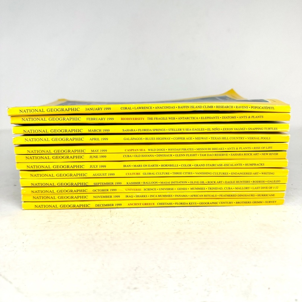National Geographic Magazine Complete Year 1999 Issues January-December 12  Lot